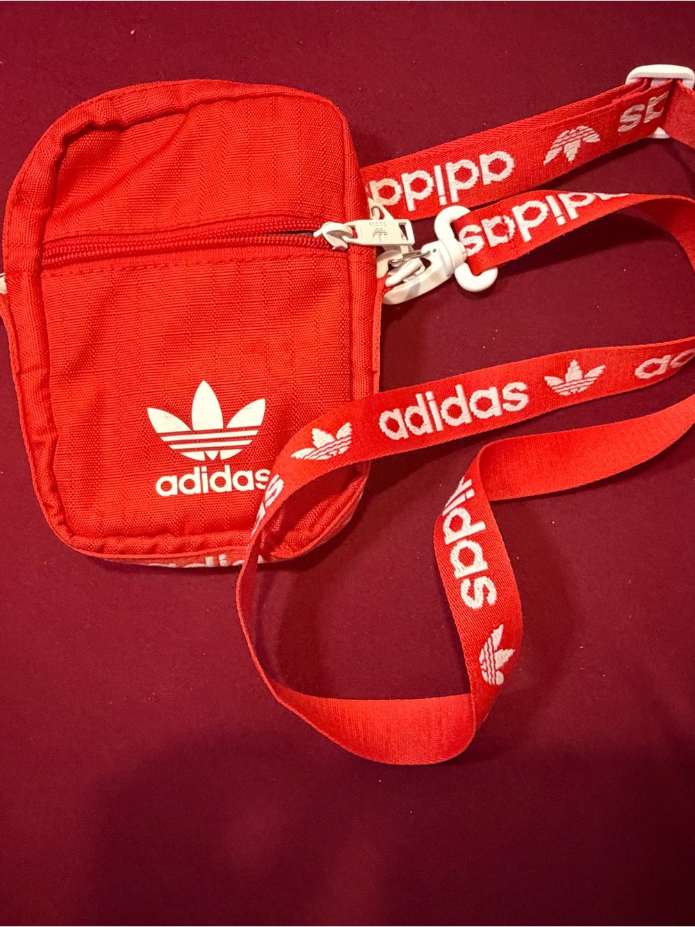 adidas Red Trefoil Logo Crossbody Pouch